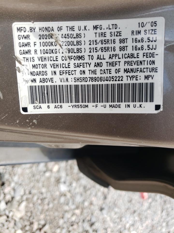 2006 Honda Cr-V Se VIN: SHSRD78906U405222 Lot: 57548154