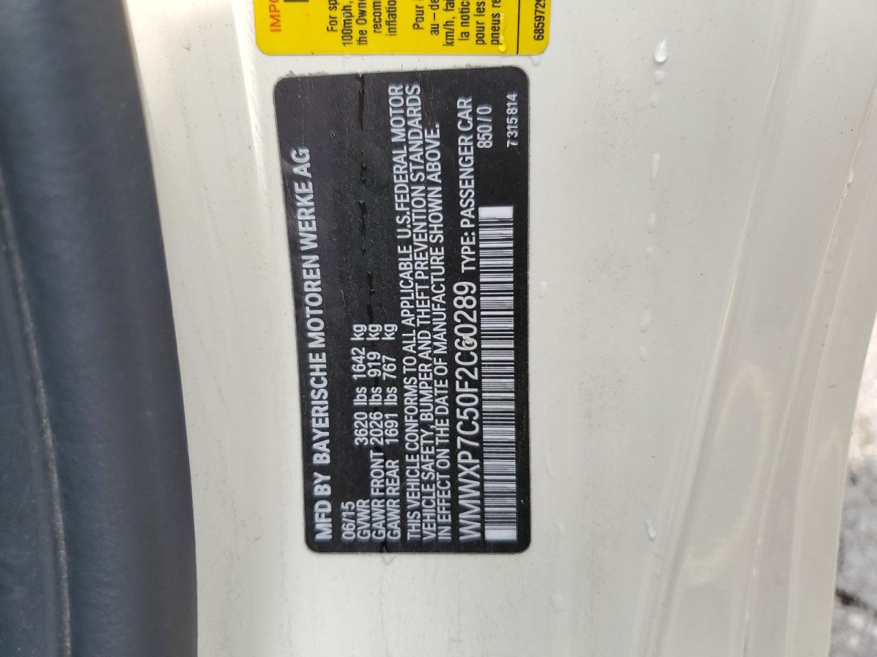 2015 Mini Cooper S VIN: WMWXP7C50F2C60289 Lot: 60280154