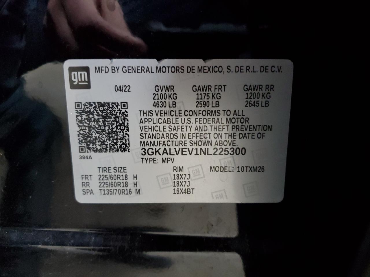 2022 GMC Terrain Slt VIN: 3GKALVEV1NL225300 Lot: 57615394