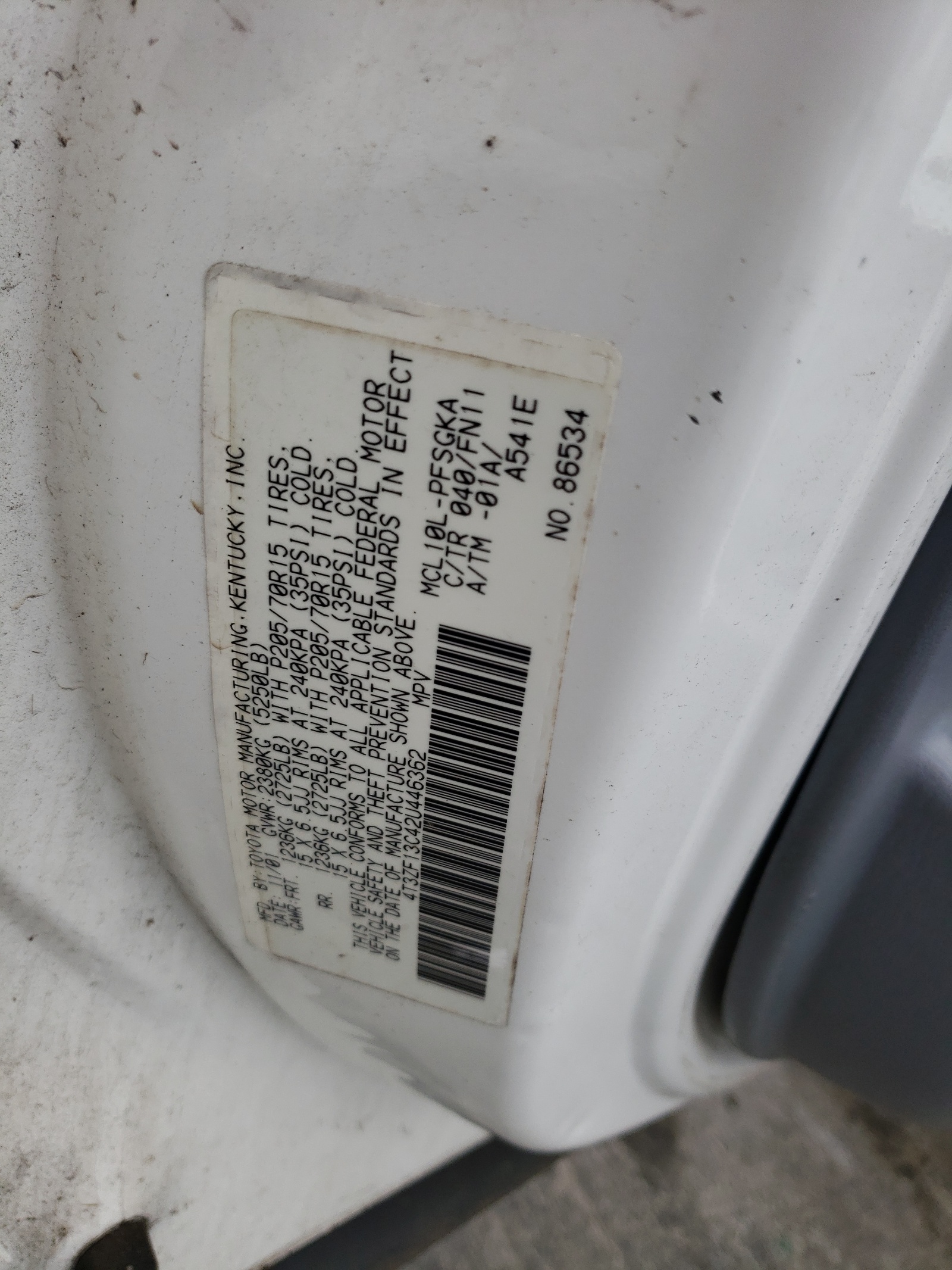 4T3ZF13C42U446362 2002 Toyota Sienna Le