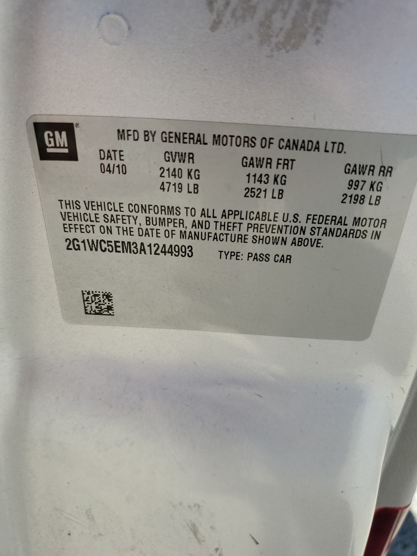 2G1WC5EM3A1244993 2010 Chevrolet Impala Ltz