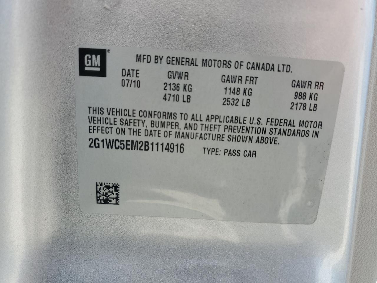 2G1WC5EM2B1114916 2011 Chevrolet Impala Ltz