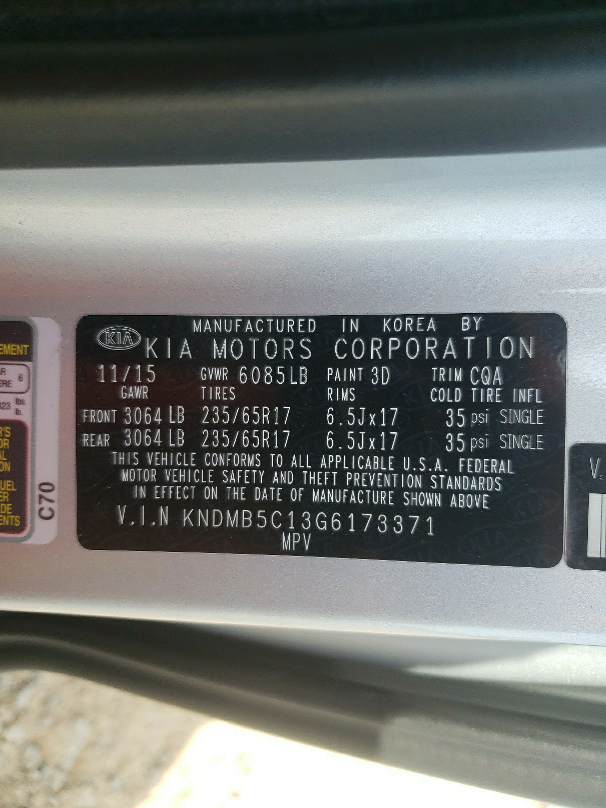 KNDMB5C13G6173371 2016 Kia Sedona Lx