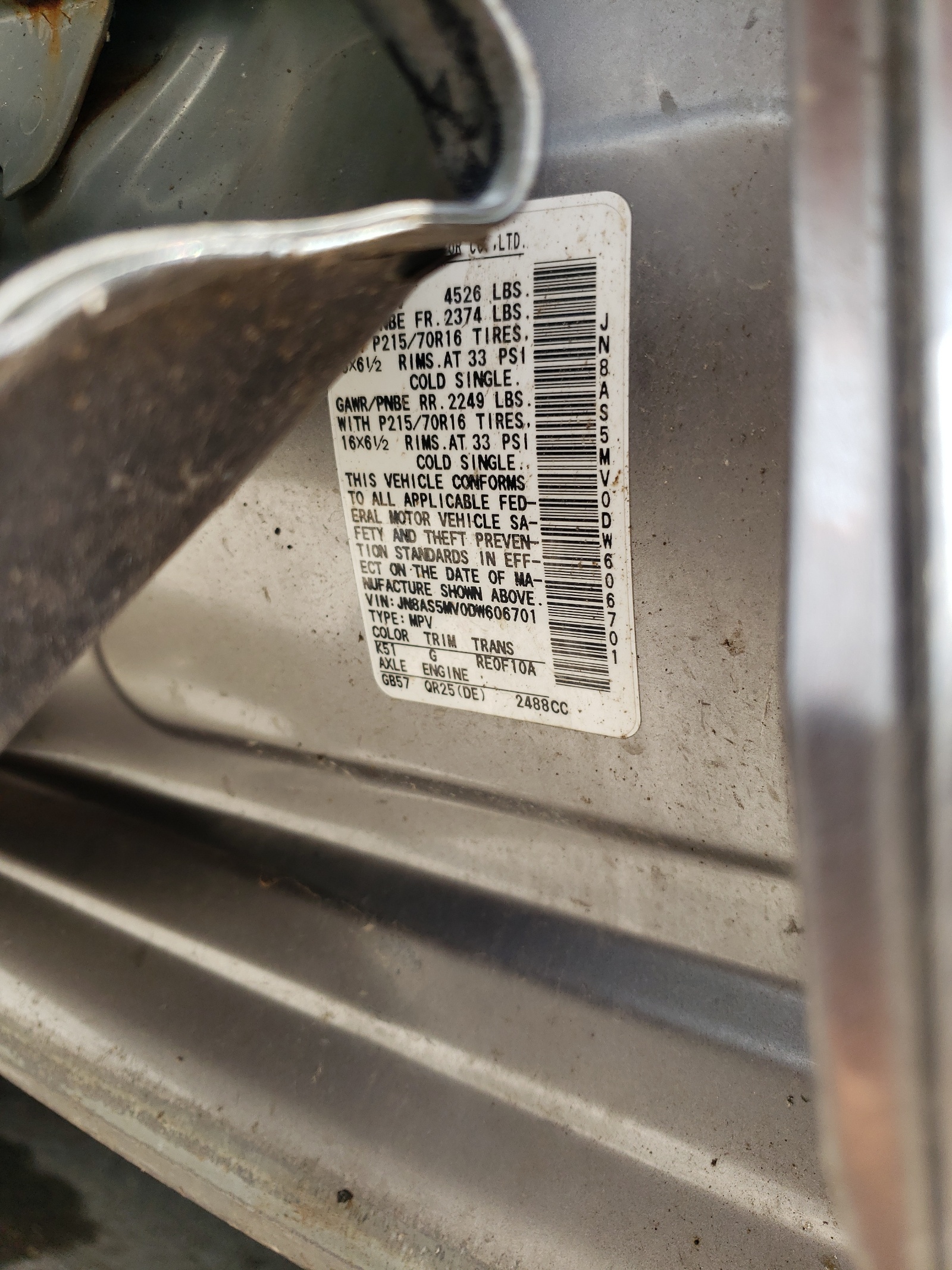 JN8AS5MV0DW606701 2013 Nissan Rogue S