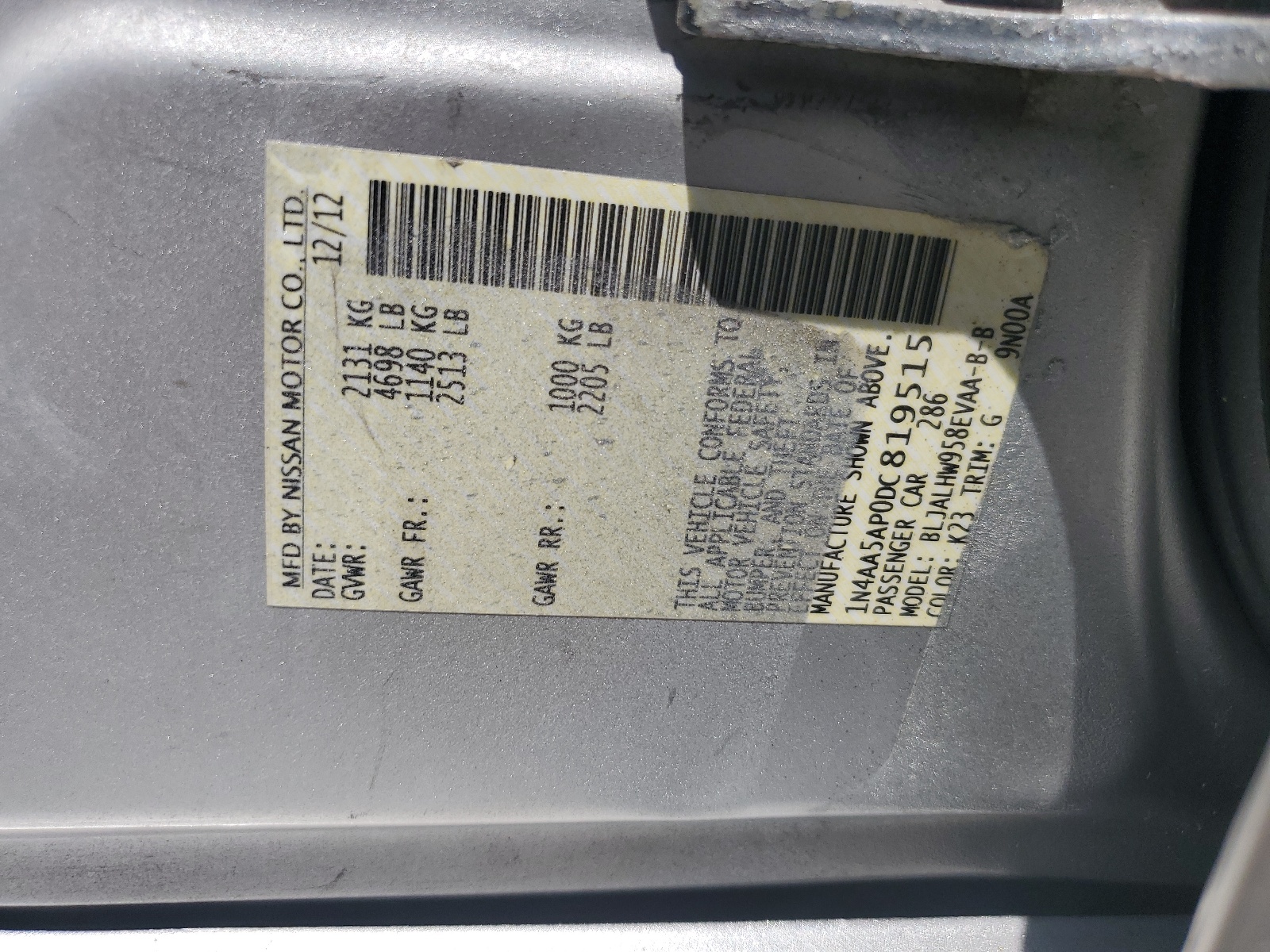 1N4AA5AP0DC819515 2013 Nissan Maxima S