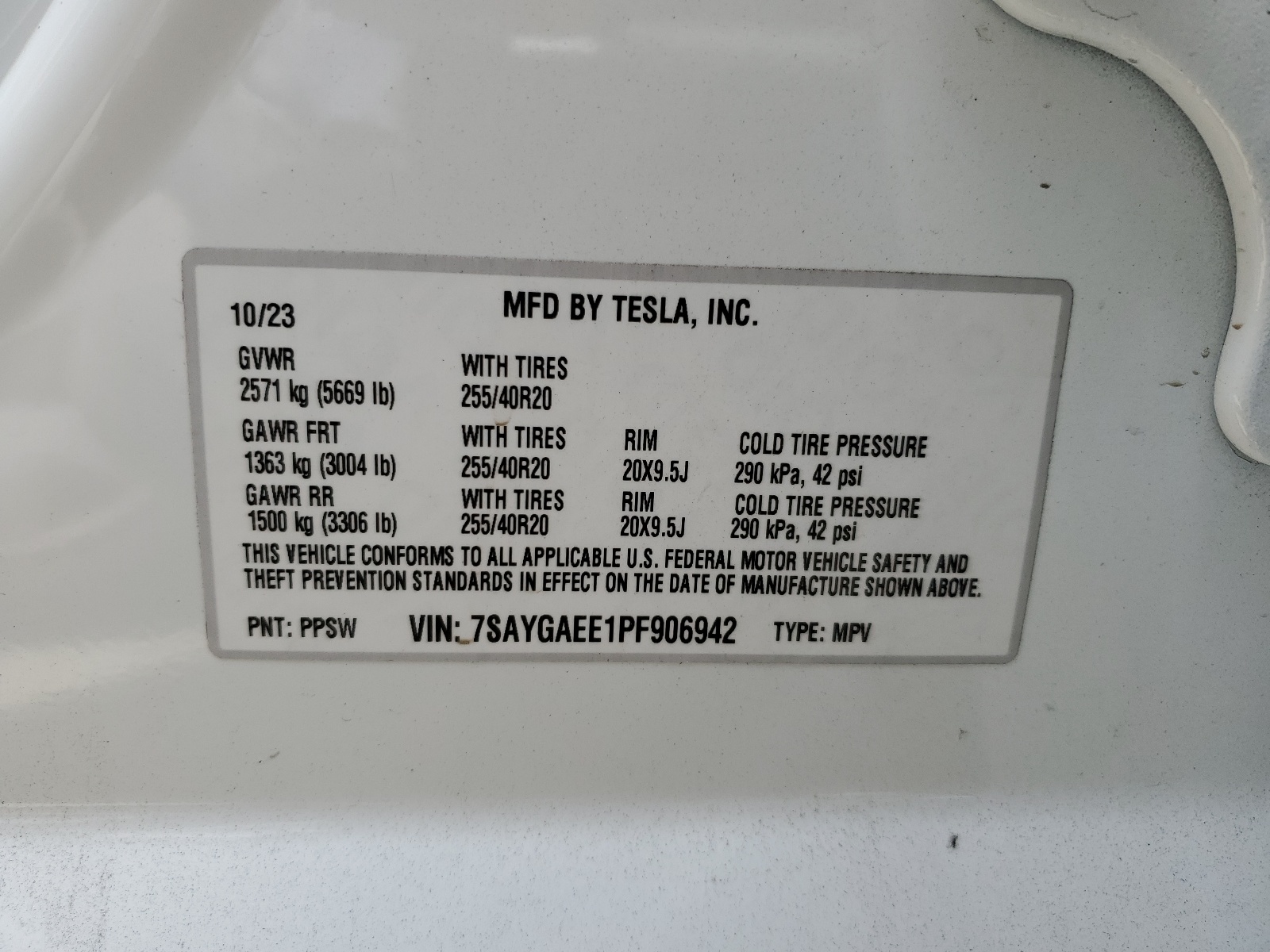 7SAYGAEE1PF906942 2023 Tesla Model Y