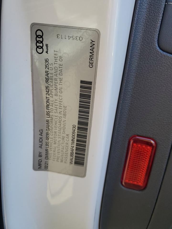 2021 Audi A4 Premium Plus 40 VIN: WAUBBAF41MN009430 Lot: 57763884