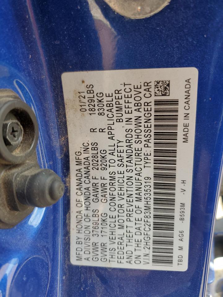 2HGFC2F83MH535319 2021 Honda Civic Sport