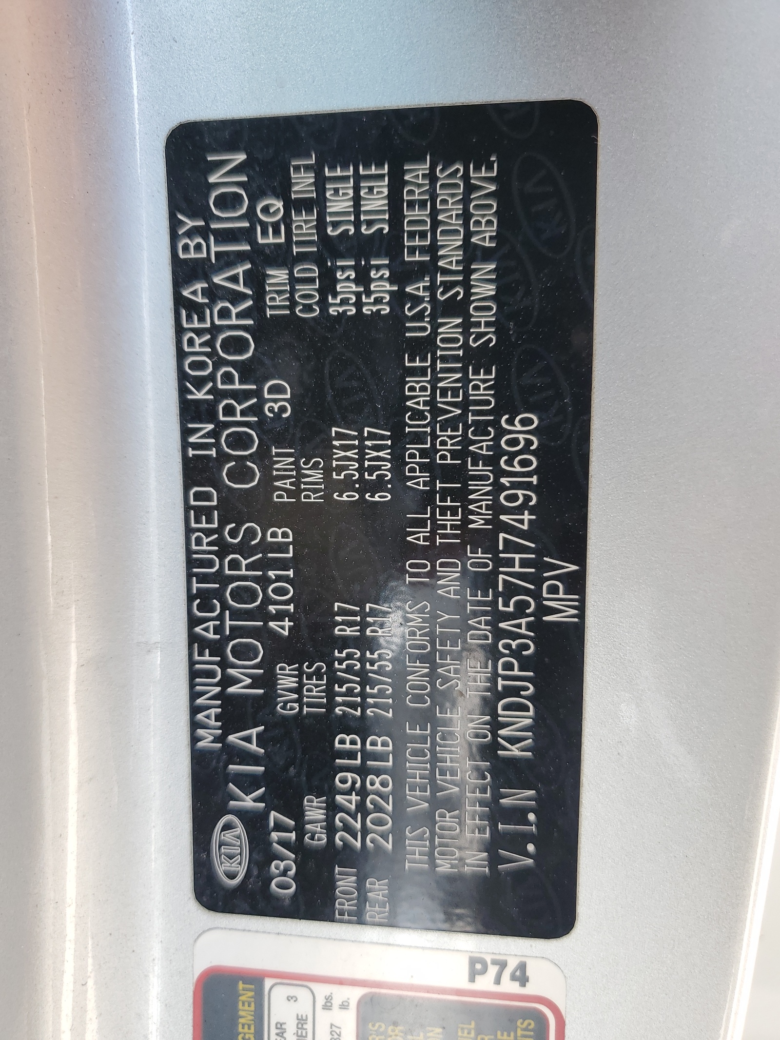 KNDJP3A57H7491696 2017 Kia Soul +