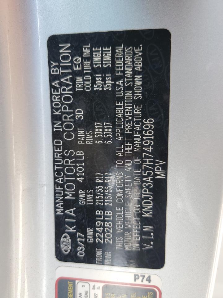 2017 Kia Soul + VIN: KNDJP3A57H7491696 Lot: 59679614