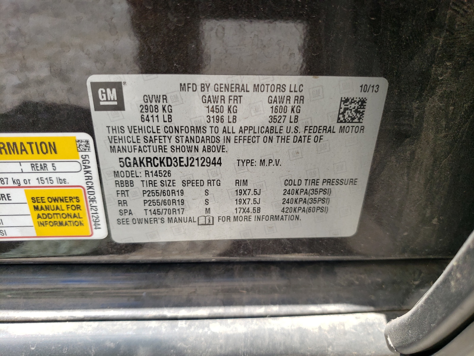 5GAKRCKD3EJ212944 2014 Buick Enclave