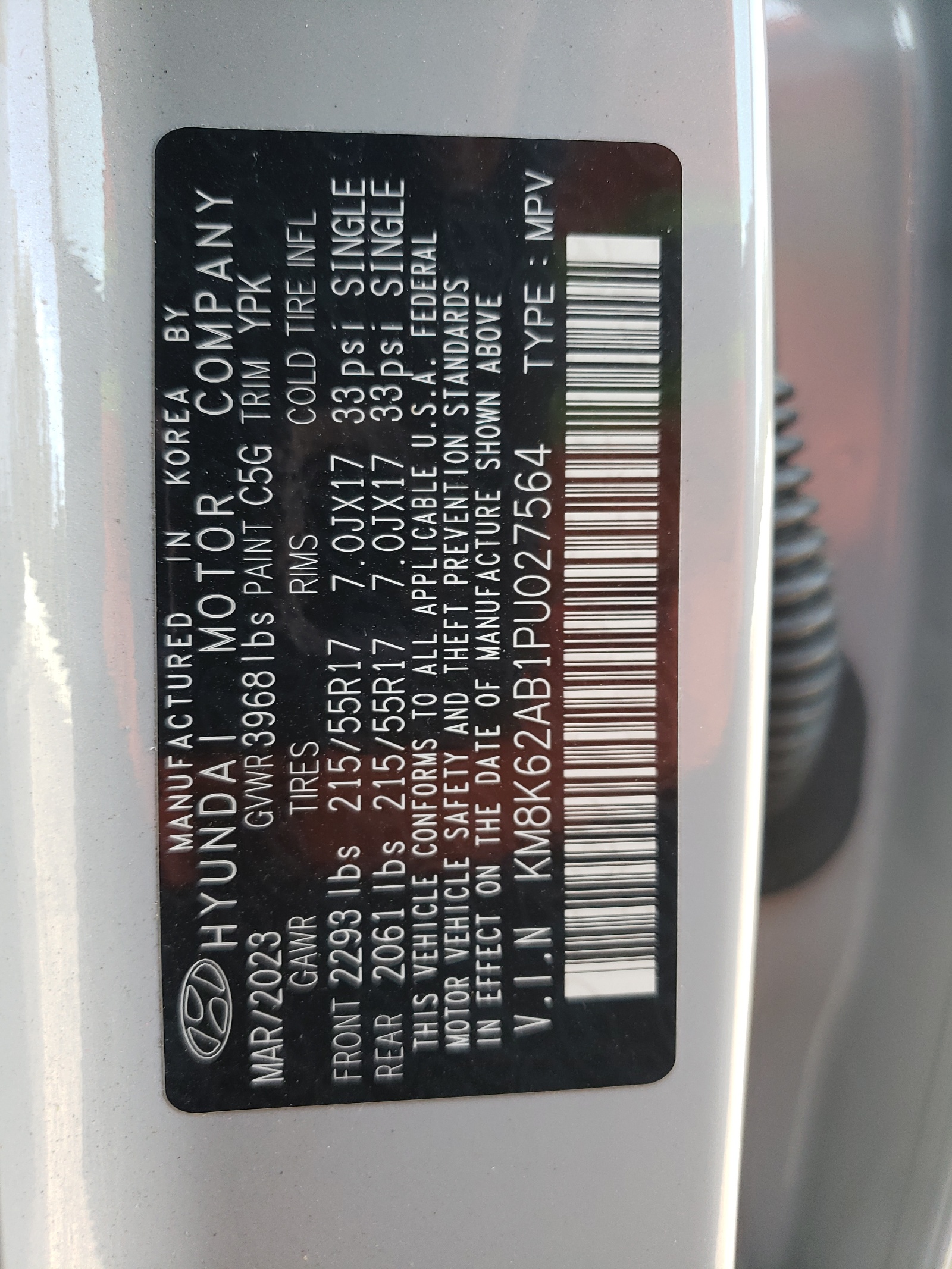 KM8K62AB1PU027564 2023 Hyundai Kona Sel