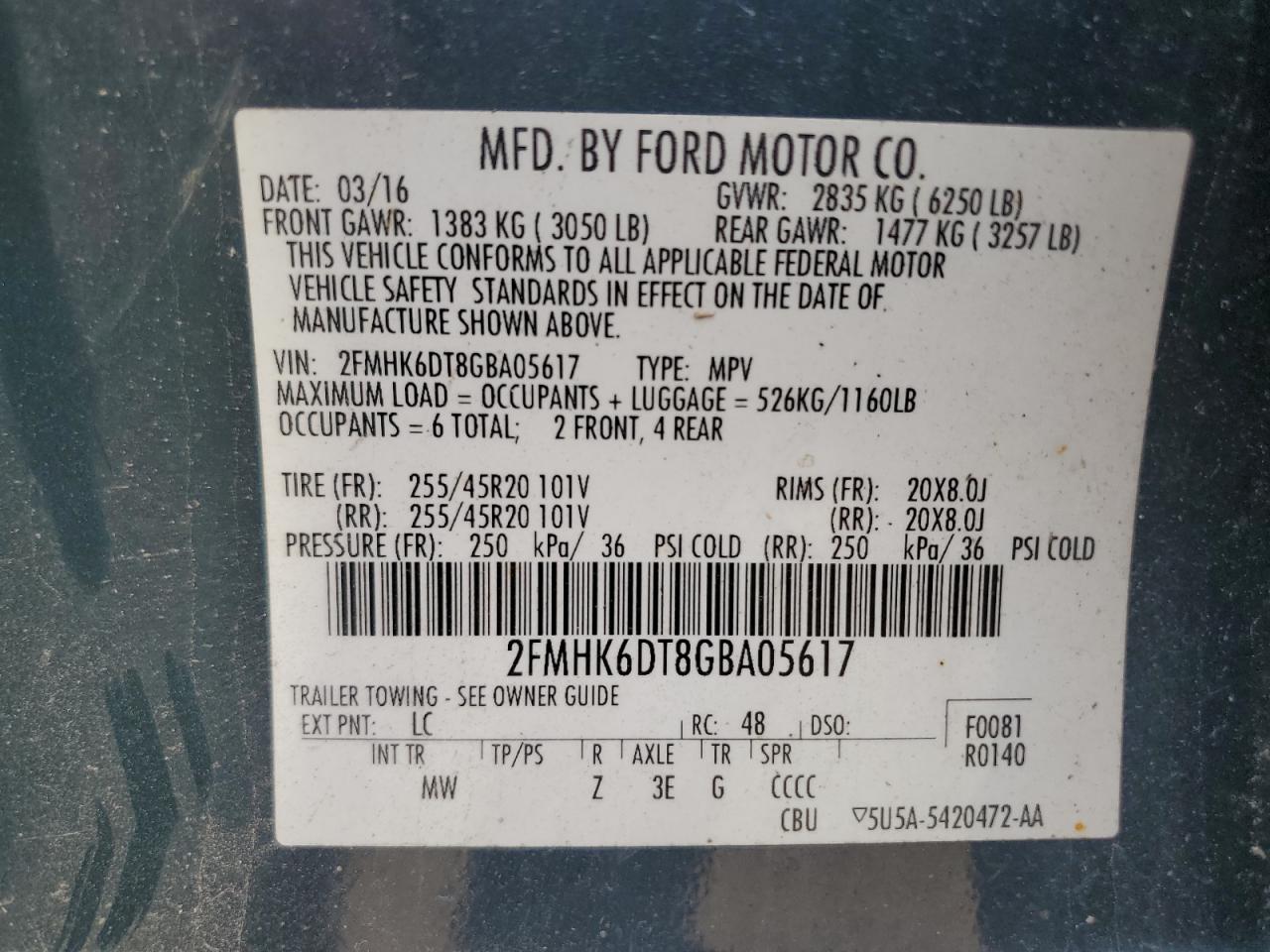 2016 Ford Flex Limited VIN: 2FMHK6DT8GBA05617 Lot: 58102144