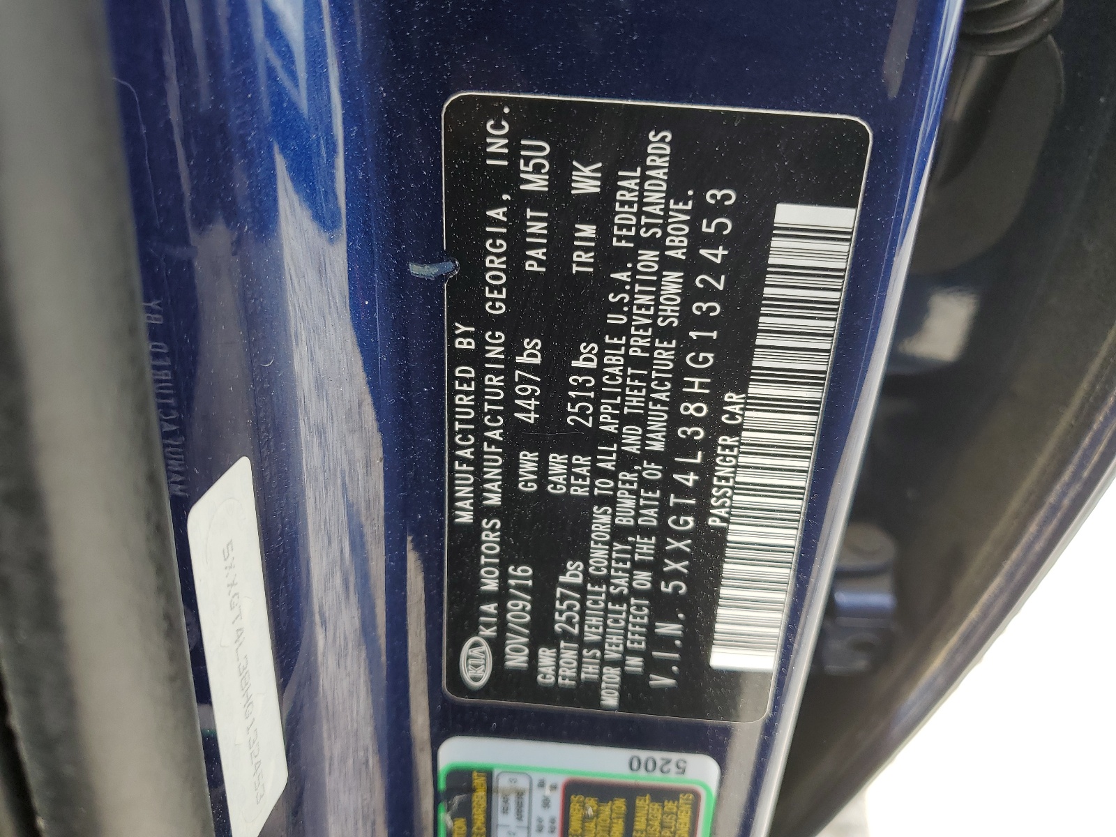 5XXGT4L38HG132453 2017 Kia Optima Lx