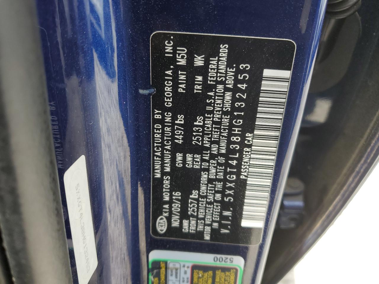 2017 Kia Optima Lx VIN: 5XXGT4L38HG132453 Lot: 59342444