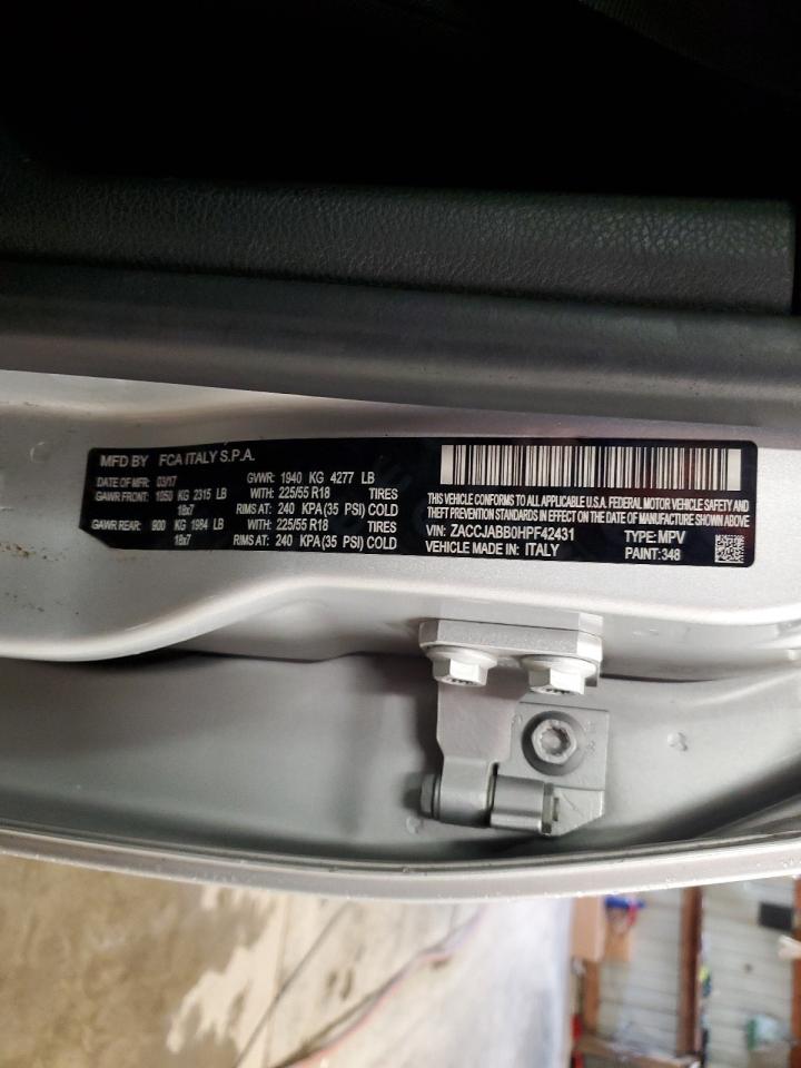 2017 Jeep Renegade Latitude VIN: ZACCJABB0HPF42431 Lot: 57700604