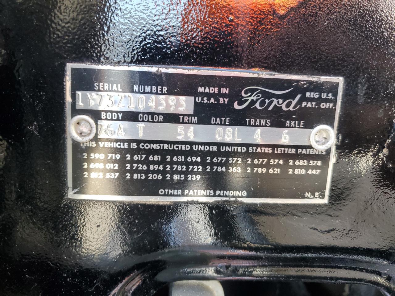 1961 Ford Thunderbir VIN: 1Y73Z104393 Lot: 59980484