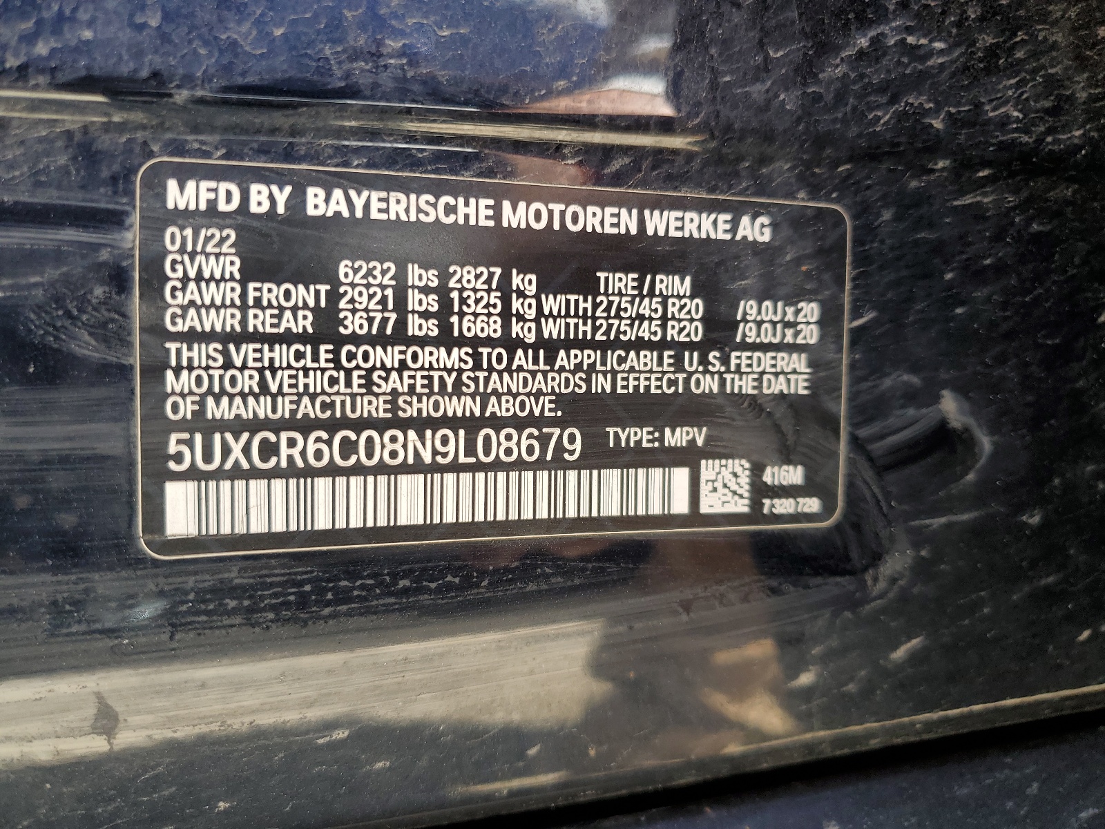 5UXCR6C08N9L08679 2022 BMW X5 xDrive40I