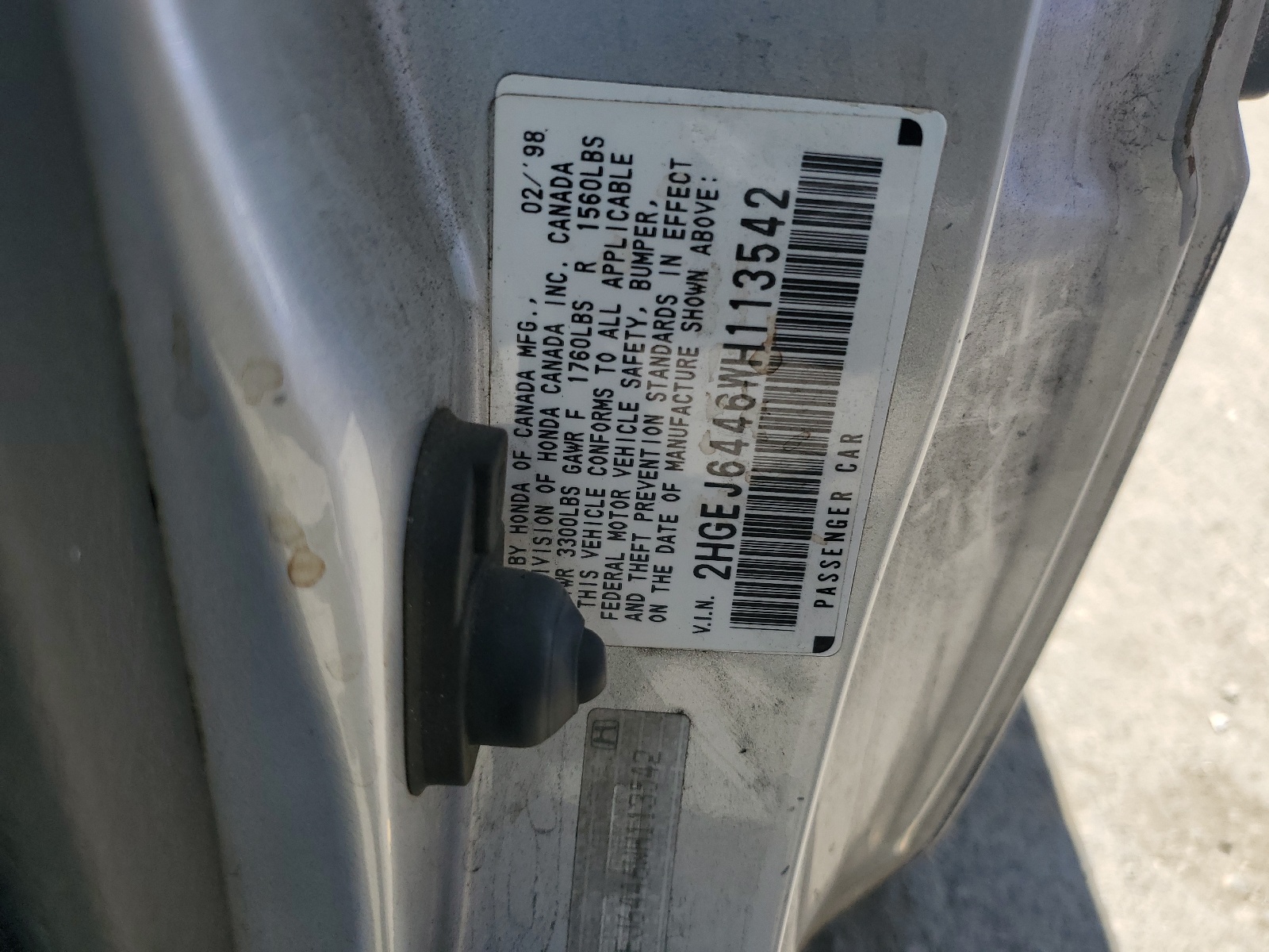 2HGEJ6446WH113542 1998 Honda Civic Dx