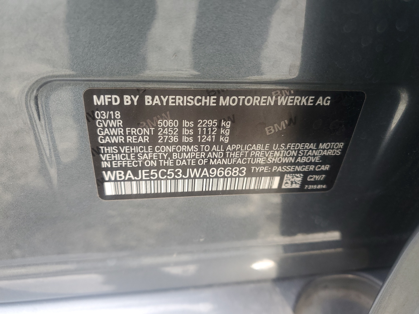 WBAJE5C53JWA96683 2018 BMW 540 I