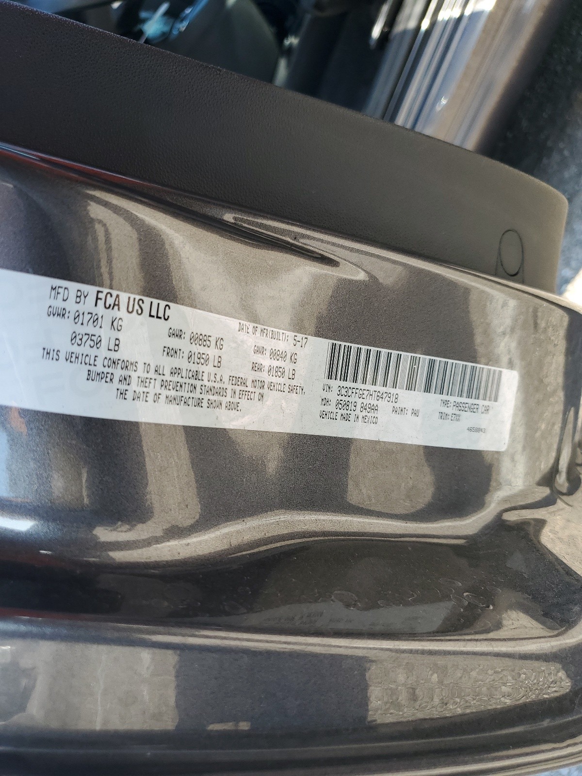 3C3CFFGE7HT647918 2017 Fiat 500 Electric