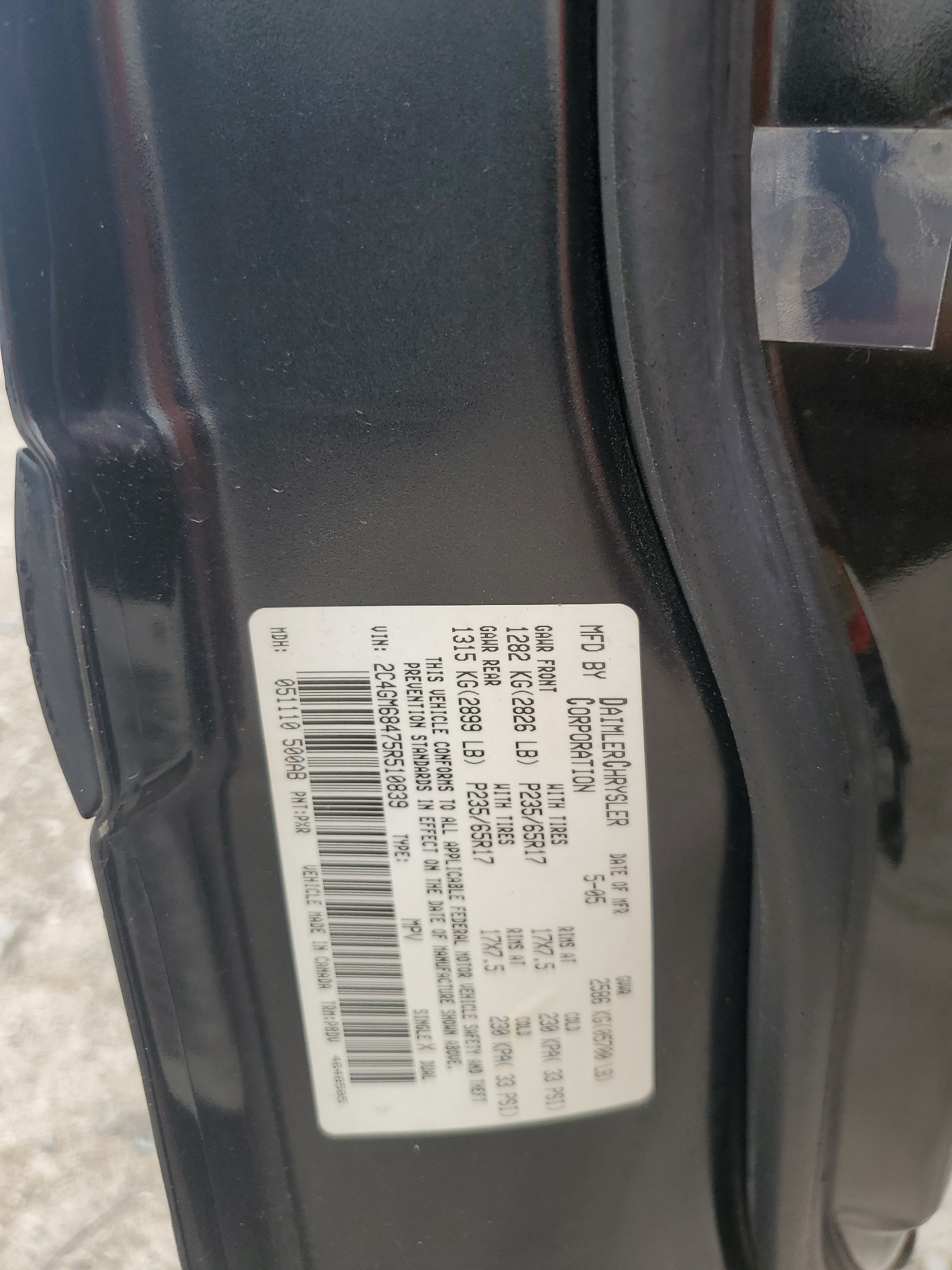 2C4GM68475R510839 2005 Chrysler Pacifica Touring