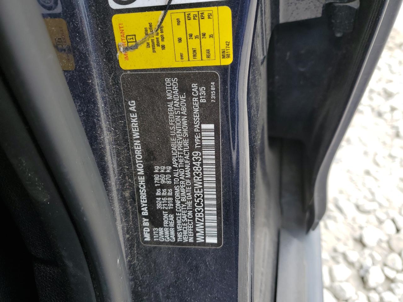 2014 Mini Cooper Countryman VIN: WMWZB3C53EWR38439 Lot: 60618024