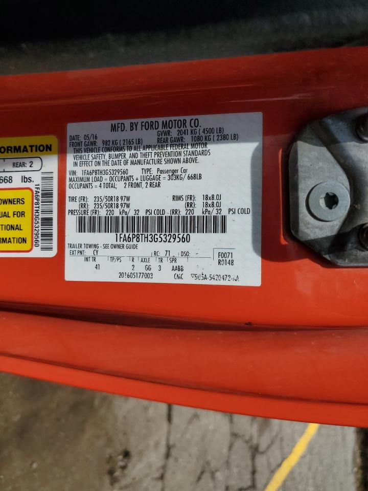 2016 Ford Mustang VIN: 1FA6P8TH3G5329560 Lot: 57464994