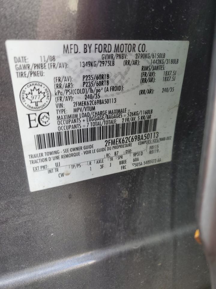 2009 Ford Flex Sel VIN: 2FMEK62C69BA50113 Lot: 58734904