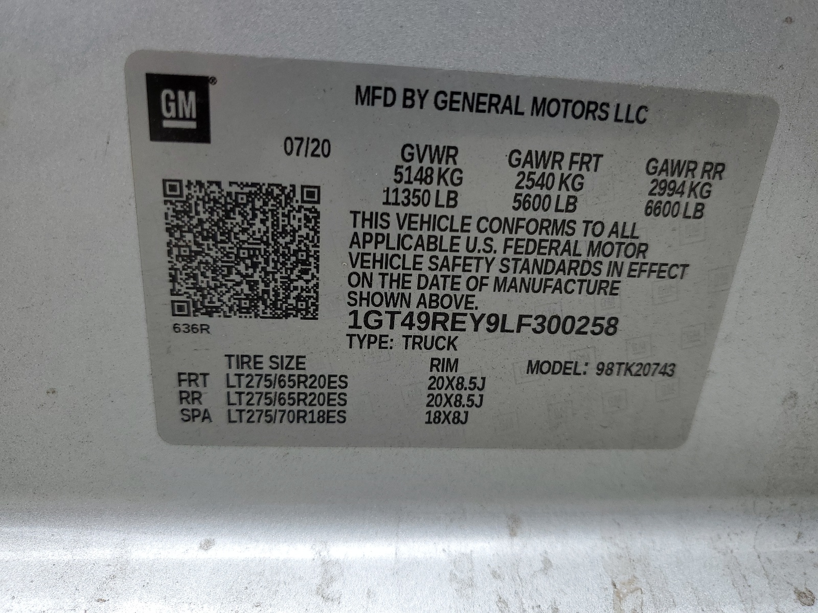 1GT49REY9LF300258 2020 GMC Sierra K2500 Denali