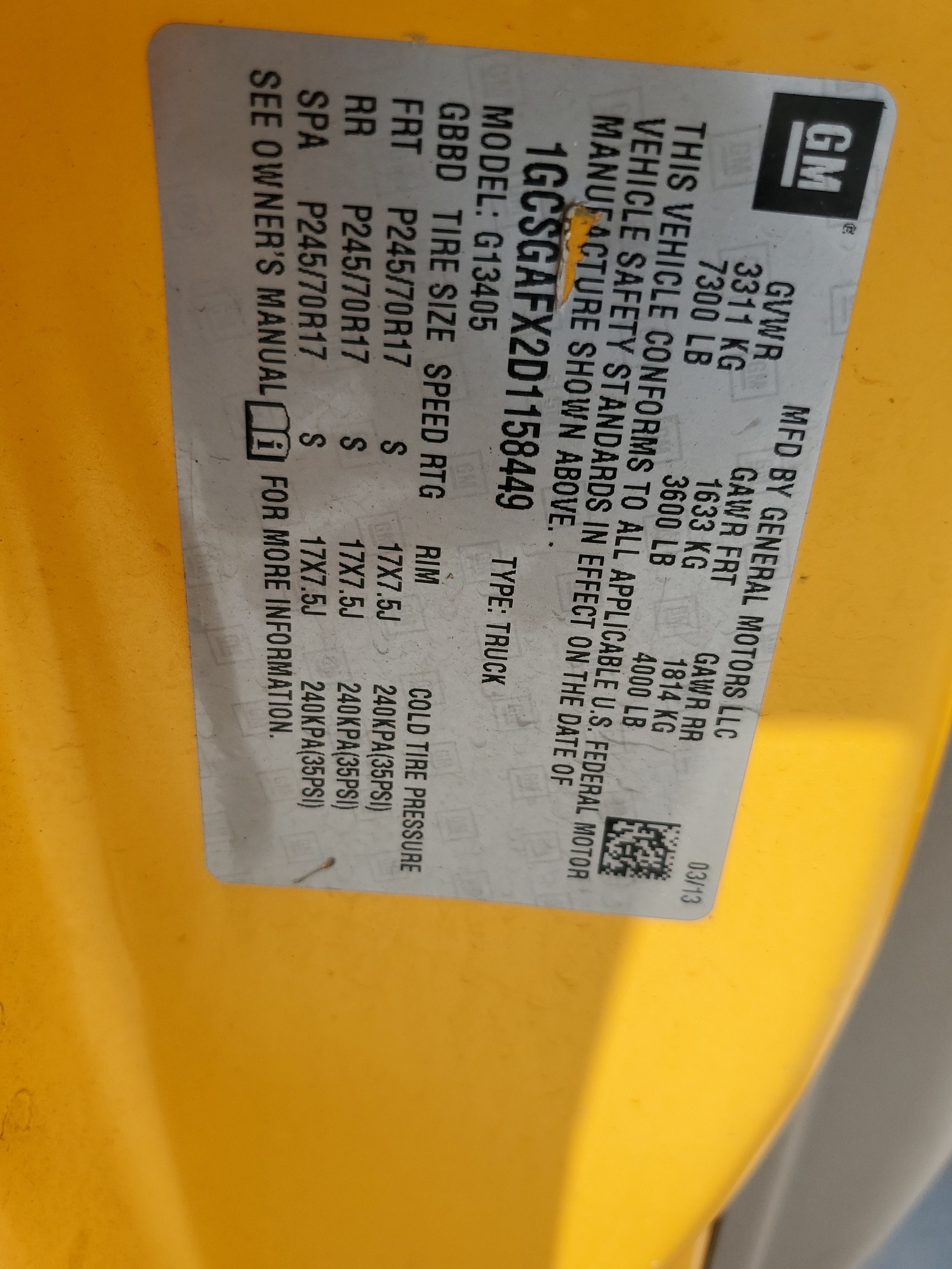 1GCSGAFX2D1158449 2013 Chevrolet Express G1500