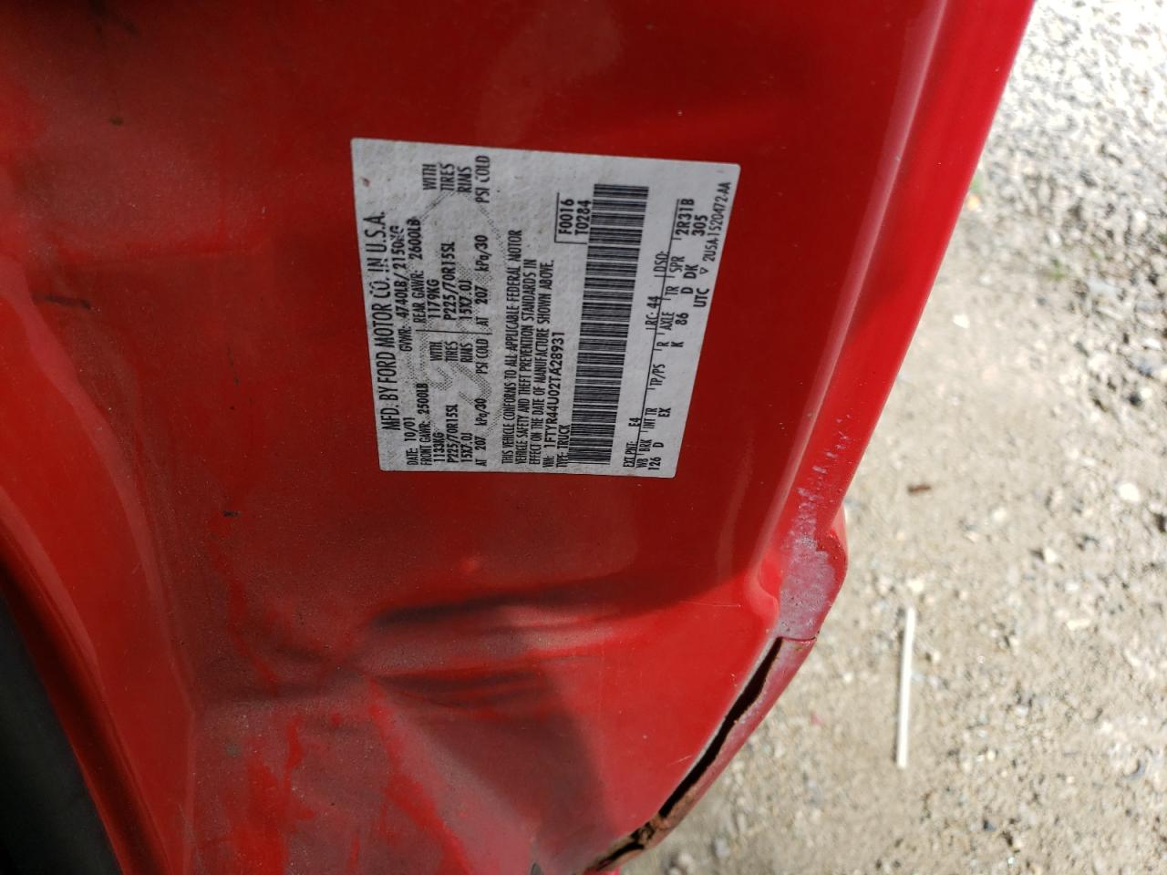 2002 Ford Ranger Super Cab VIN: 1FTYR44U02TA28931 Lot: 61084664