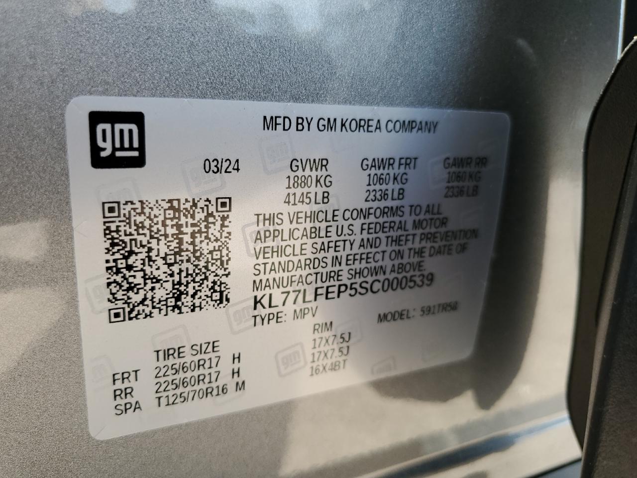 VIN KL77LFEP5SC000539 2025 CHEVROLET TRAX no.13