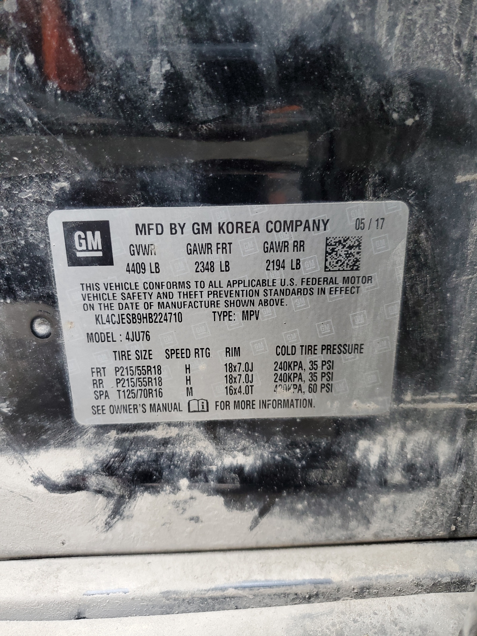 KL4CJESB9HB224710 2017 Buick Encore Preferred