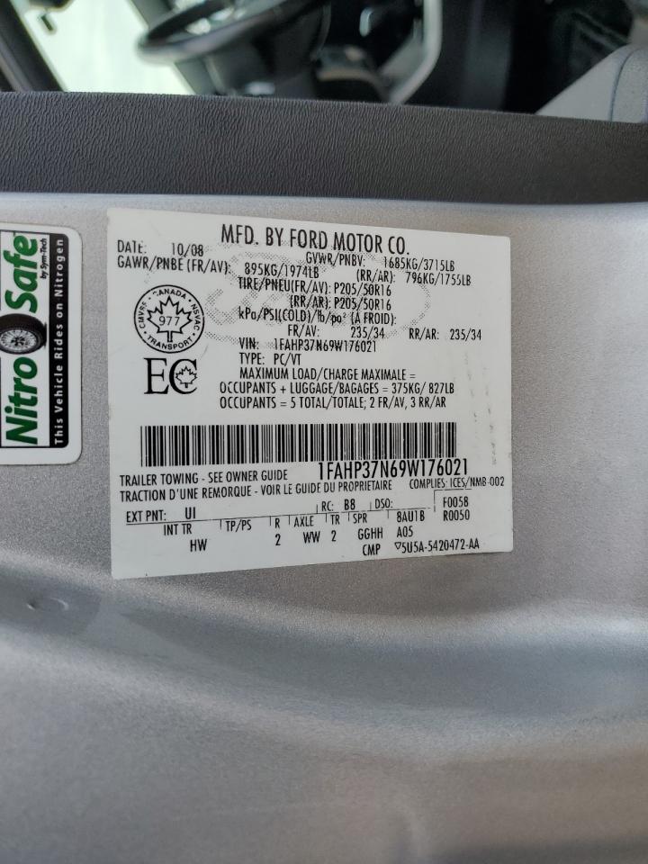 2009 Ford Focus Sel VIN: 1FAHP37N69W176021 Lot: 59263934