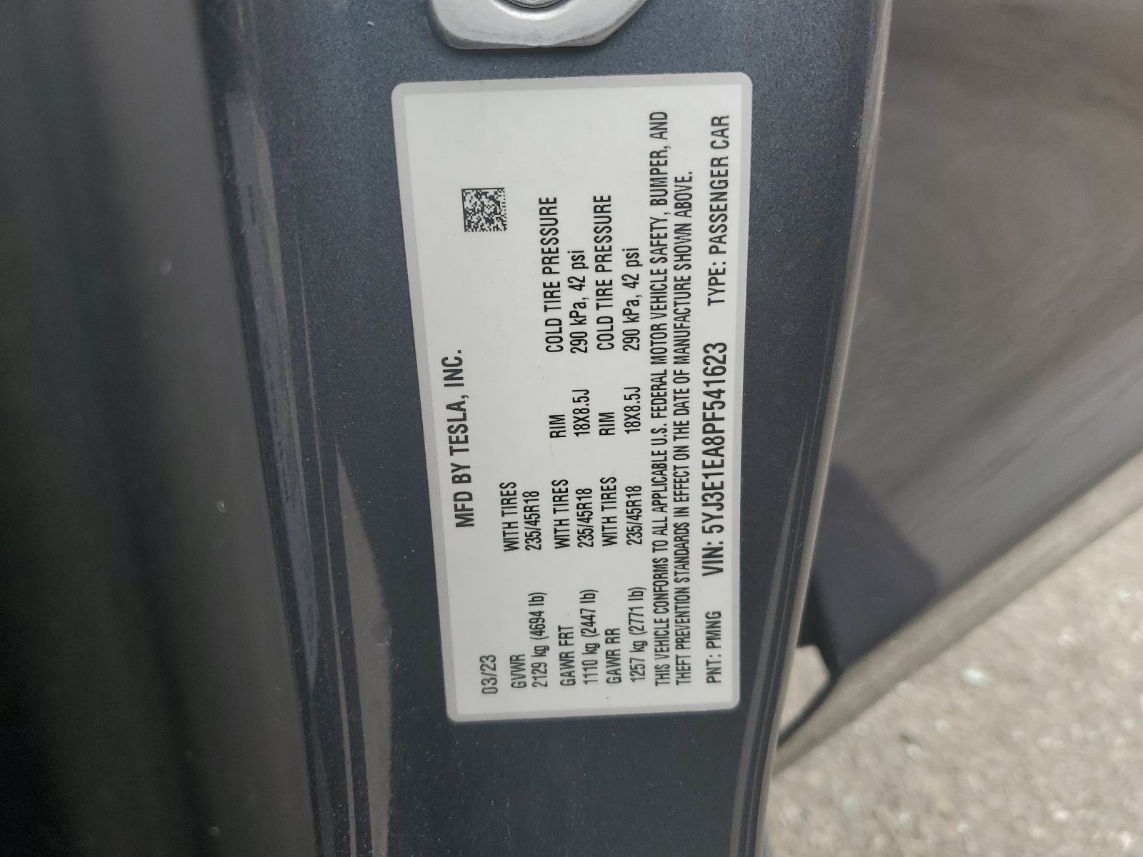 5YJ3E1EA8PF541623 2023 Tesla Model 3