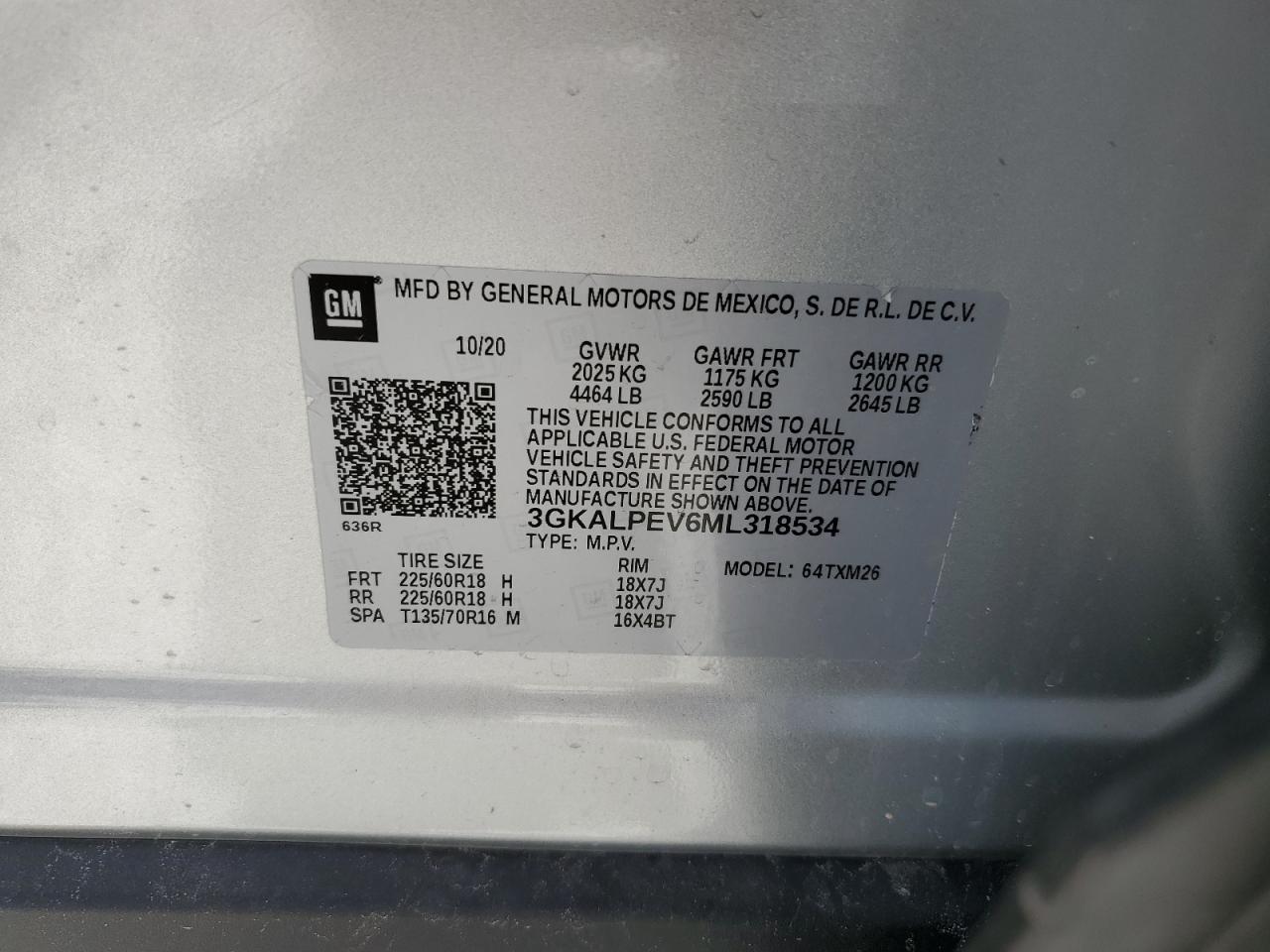 2021 GMC Terrain Slt VIN: 3GKALPEV6ML318534 Lot: 59343644