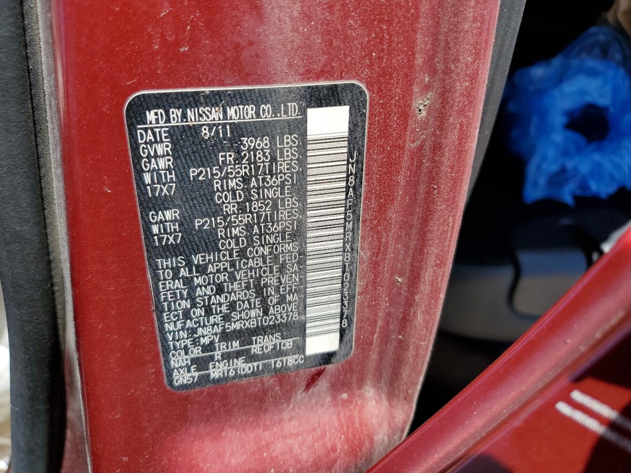 2011 Nissan Juke S VIN: JN8AF5MRXBT023378 Lot: 58272334