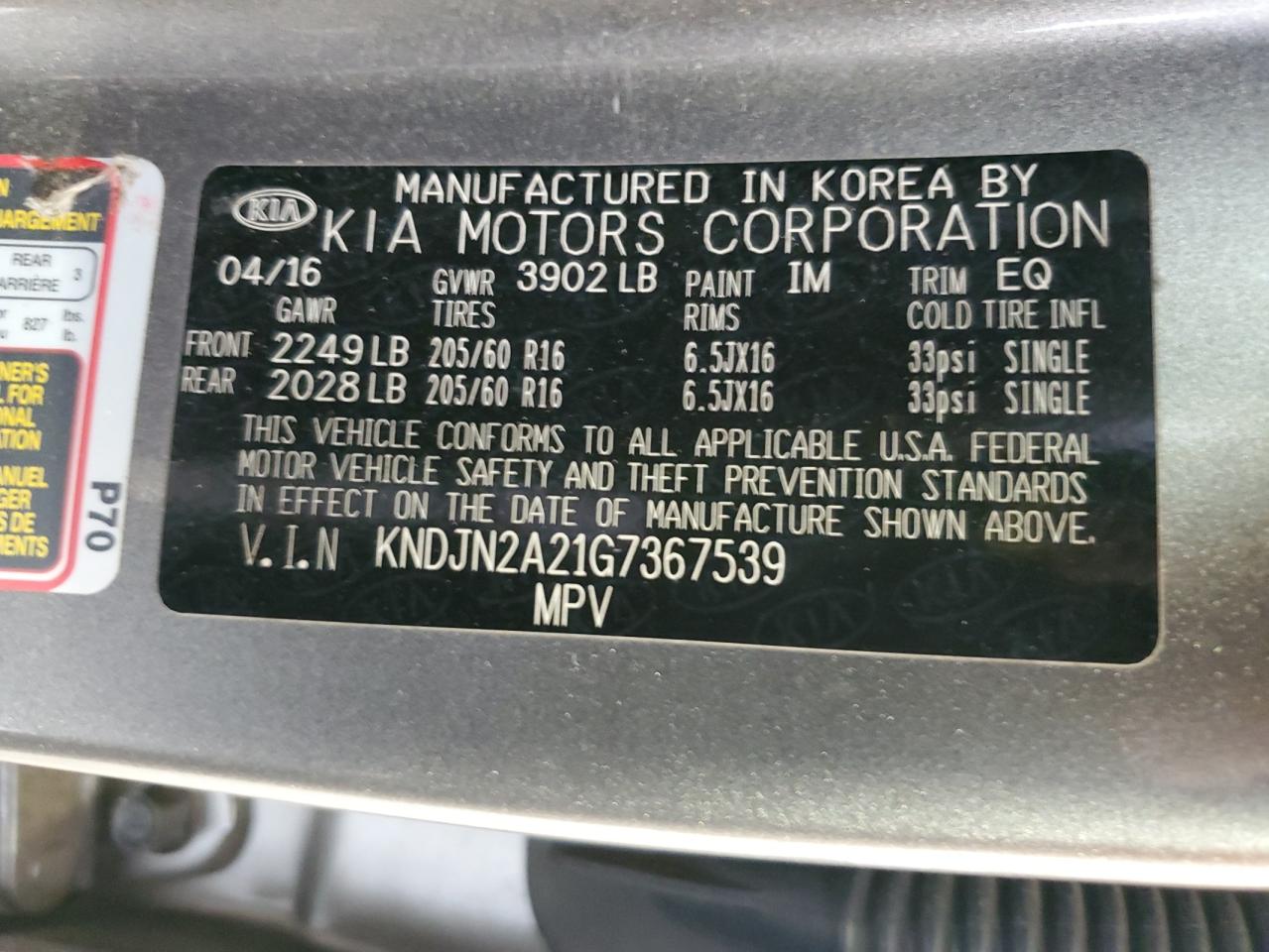 KNDJN2A21G7367539 2016 Kia Soul