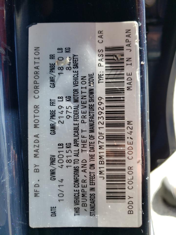 2015 Mazda 3 Grand Touring VIN: JM1BM1M70F1239299 Lot: 60157384