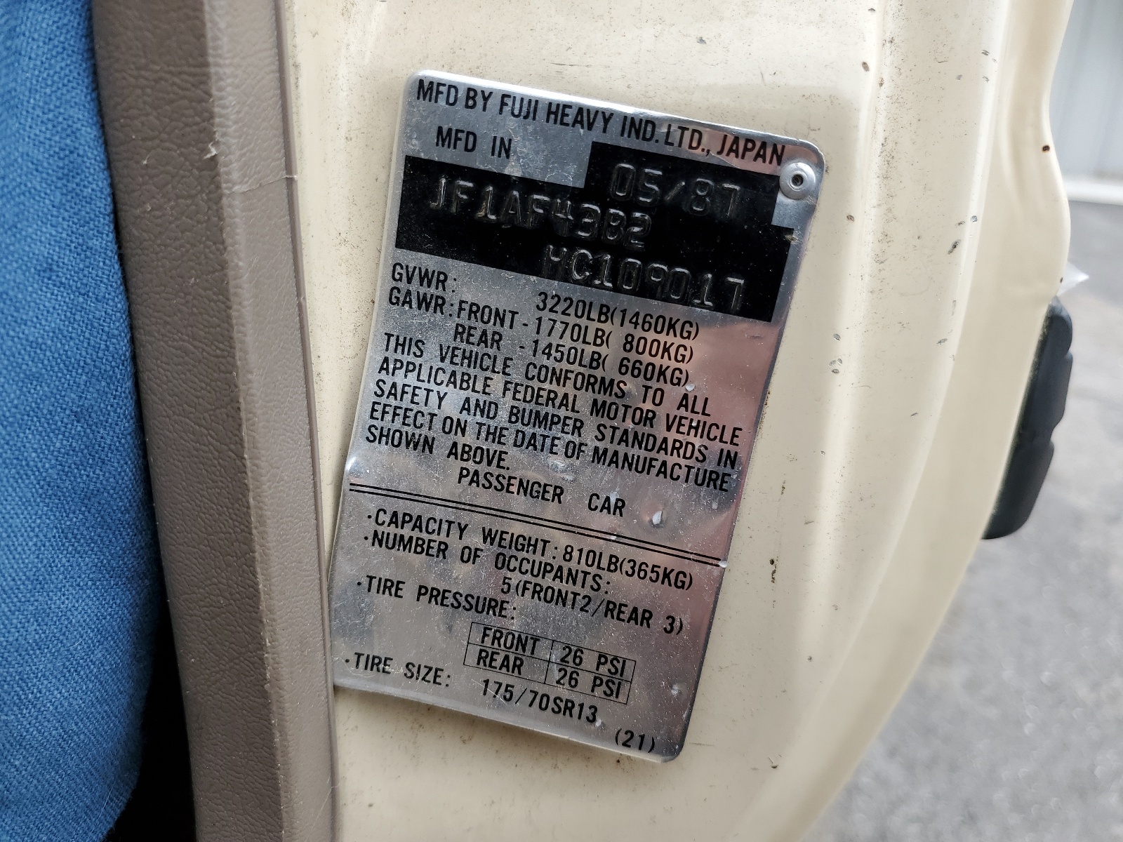 JF1AF43B2HC109017 1987 Subaru Gl