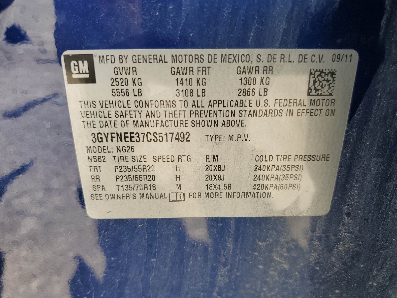 3GYFNEE37CS517492 2012 Cadillac Srx Performance Collection