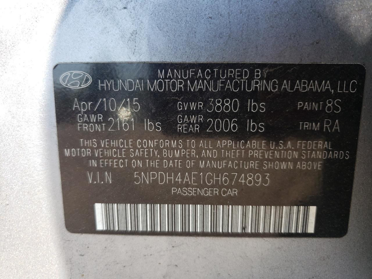 5NPDH4AE1GH674893 2016 HYUNDAI ELANTRA - Image 13