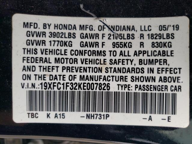 19XFC1F32KE007826 | 2019 Honda civic ex