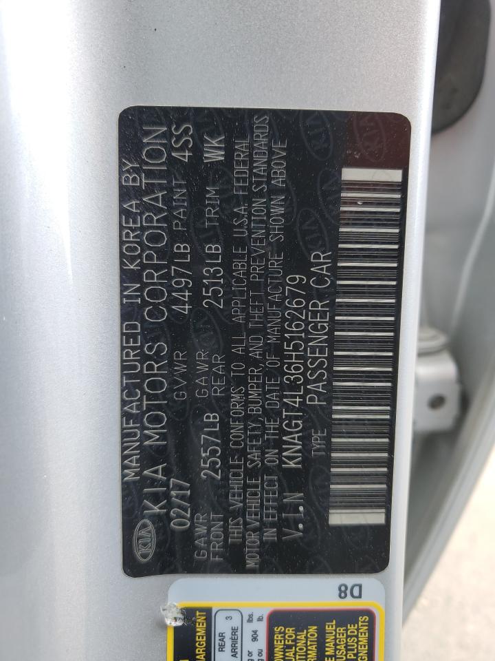 2017 Kia Optima Lx VIN: KNAGT4L36H5162679 Lot: 59515714