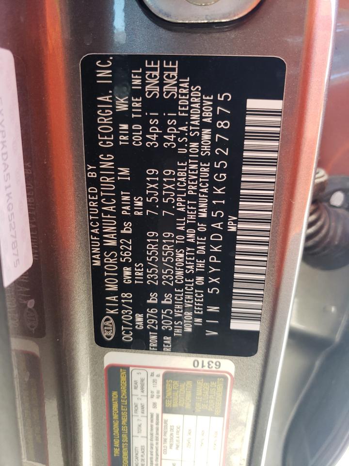 5XYPKDA51KG527875 2019 Kia Sorento Sx 5XYPKDA51KG527875 2019 Kia Sorento Sx