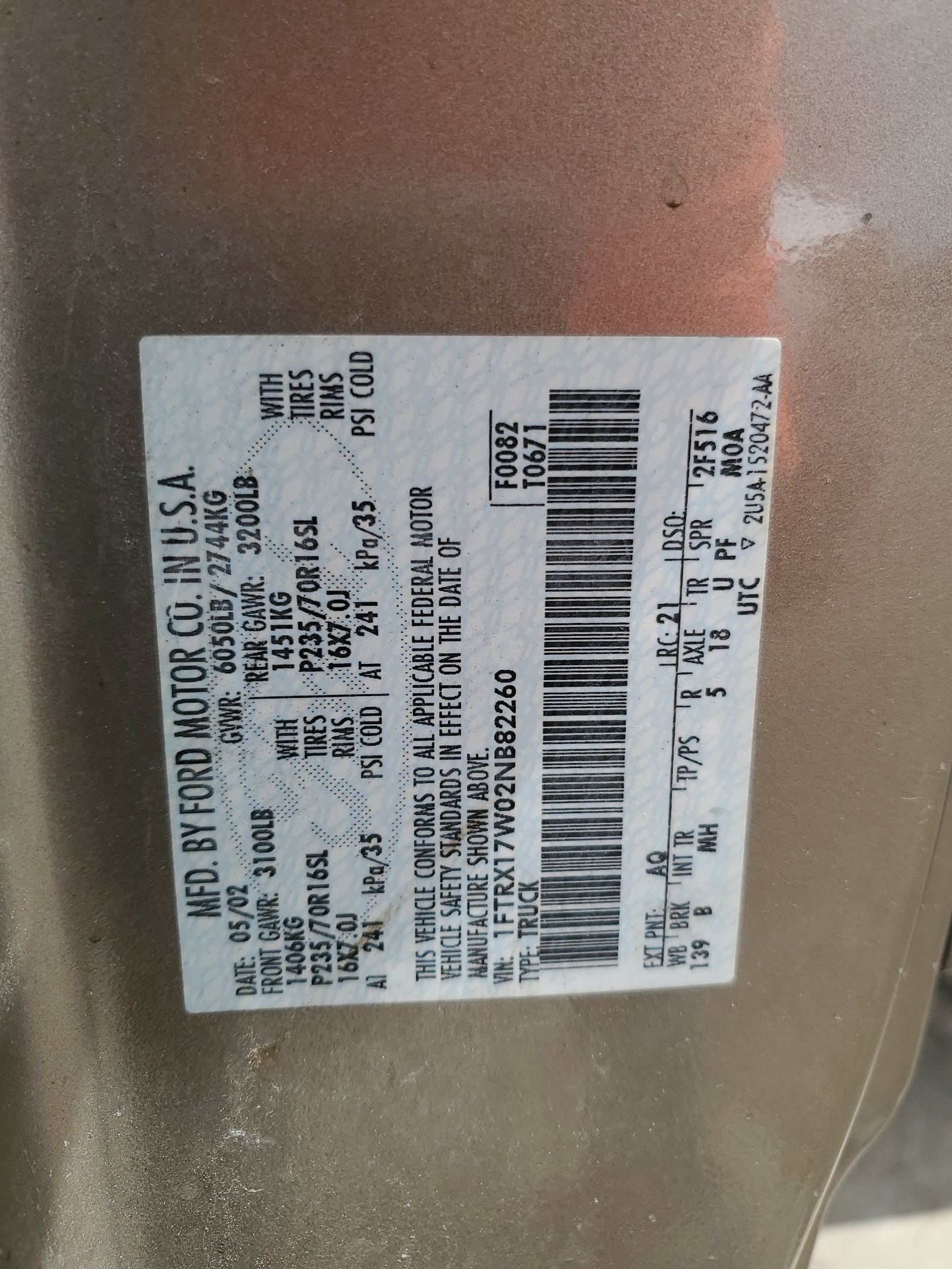 1FTRX17W02NB82260 2002 Ford F150