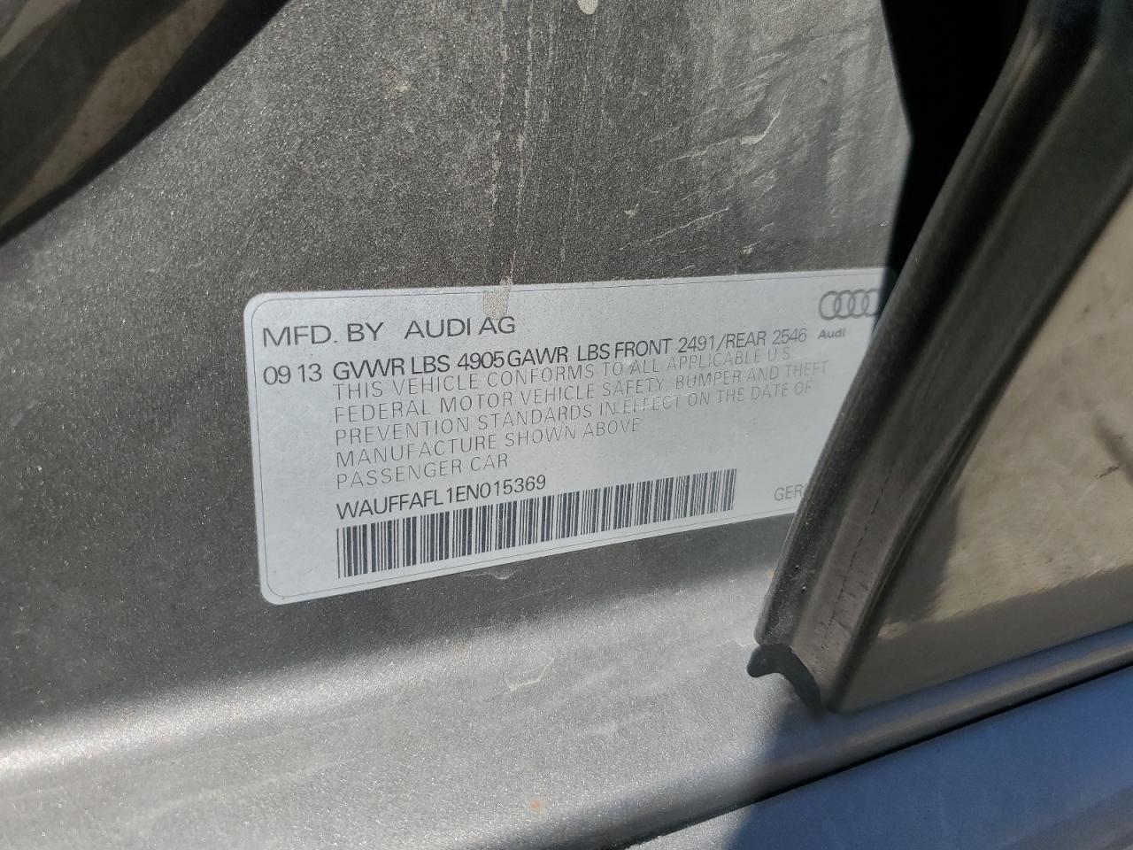 2014 Audi A4 Premium Plus VIN: WAUFFAFL1EN015369 Lot: 60521254