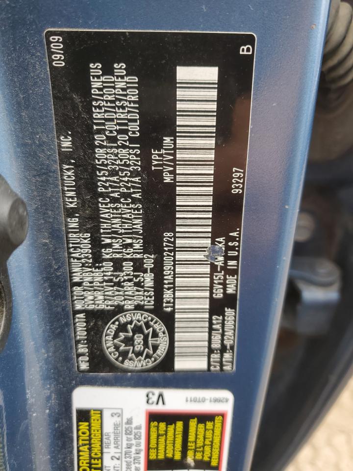 2009 Toyota Venza VIN: 4T3BK11A99U021728 Lot: 59827104