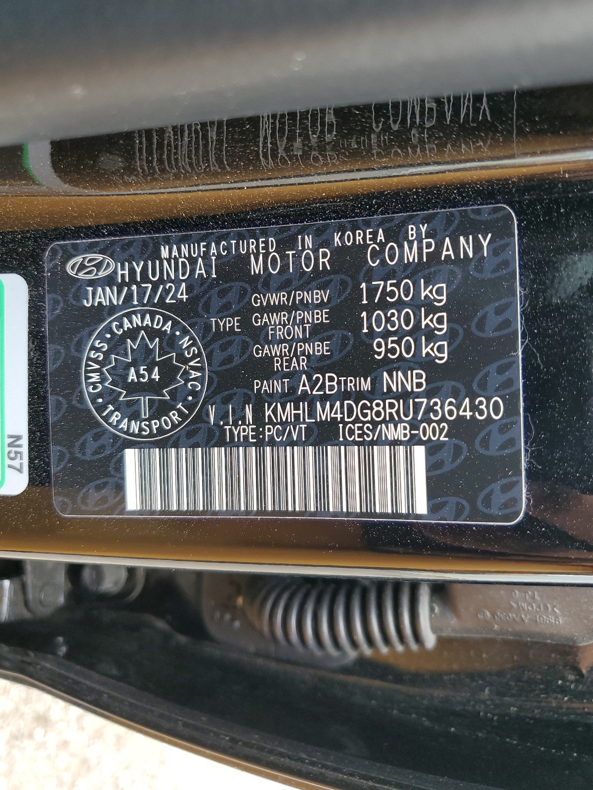 KMHLM4DG8RU736430 2024 Hyundai Elantra Sel